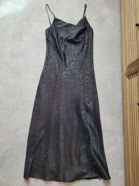 Rachel Zoe Cowl Neck Floral Jacquard Slip Midi Dress - Black